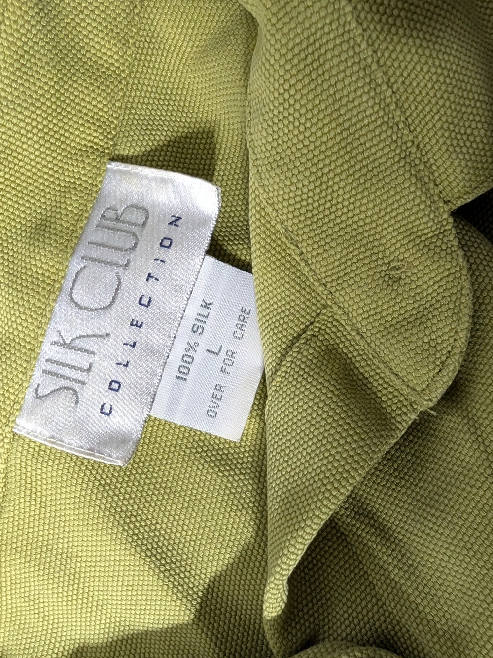 Silk Club Lightweight Olive Green Button-Up Blouse - Picture 7 of 7